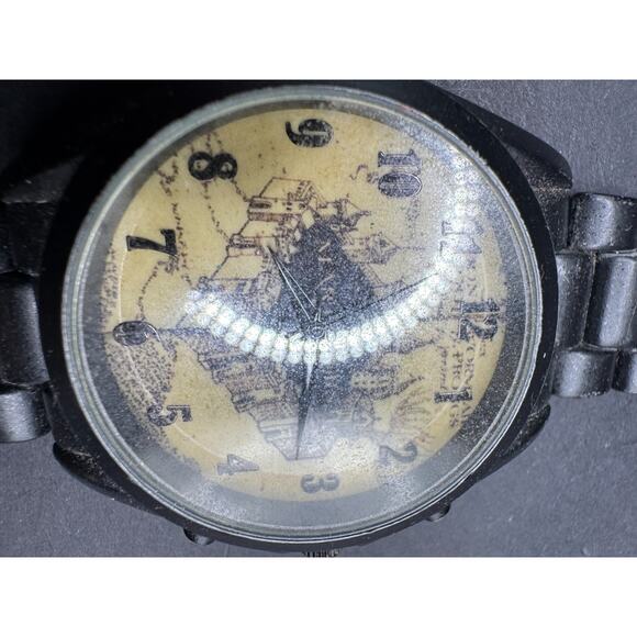 Vtg Accutime Harry Potter Marauder\'s Map Watch with GunMetal Band 41mm Sz 6\